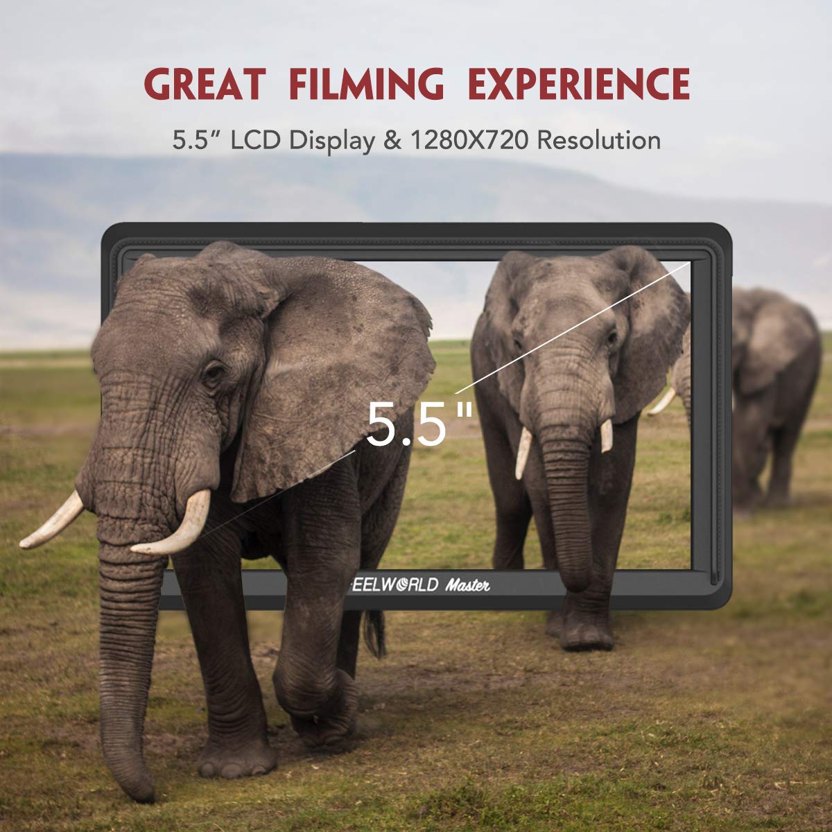 Feelworld Master MA6F 5.5" DSLR Monitor 4K HDMI 8.4V DC in/Out, Full HD 1920x720p LCD Camera Field Monitor Tilt Arm Included